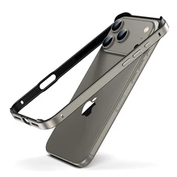 Luxury Alloy Metal Bumper Phone Case with Silicone Lining and Anti - Collision Frame - iPhone 16 Pro Max (Gray Titanium)