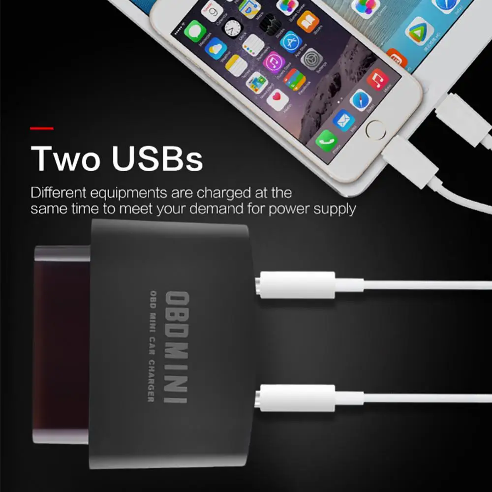 

12/24V OBD LED Voltage Display Dual USB Charging Port Car Vehicle Phone Charger