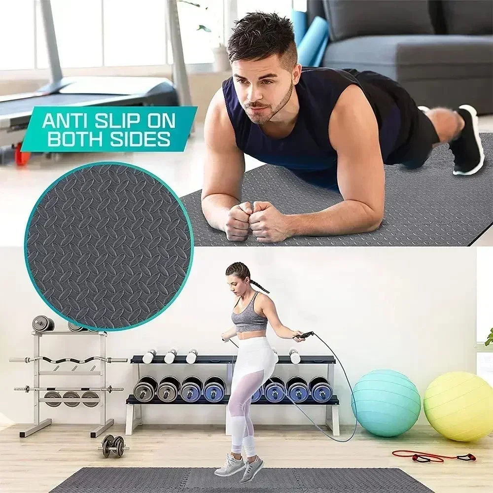 Puzzle Fitness Mat Set with Non-Slip Eva Interlocking Foam Tiles Ideal for Home Gym Workouts and Kids Play Area