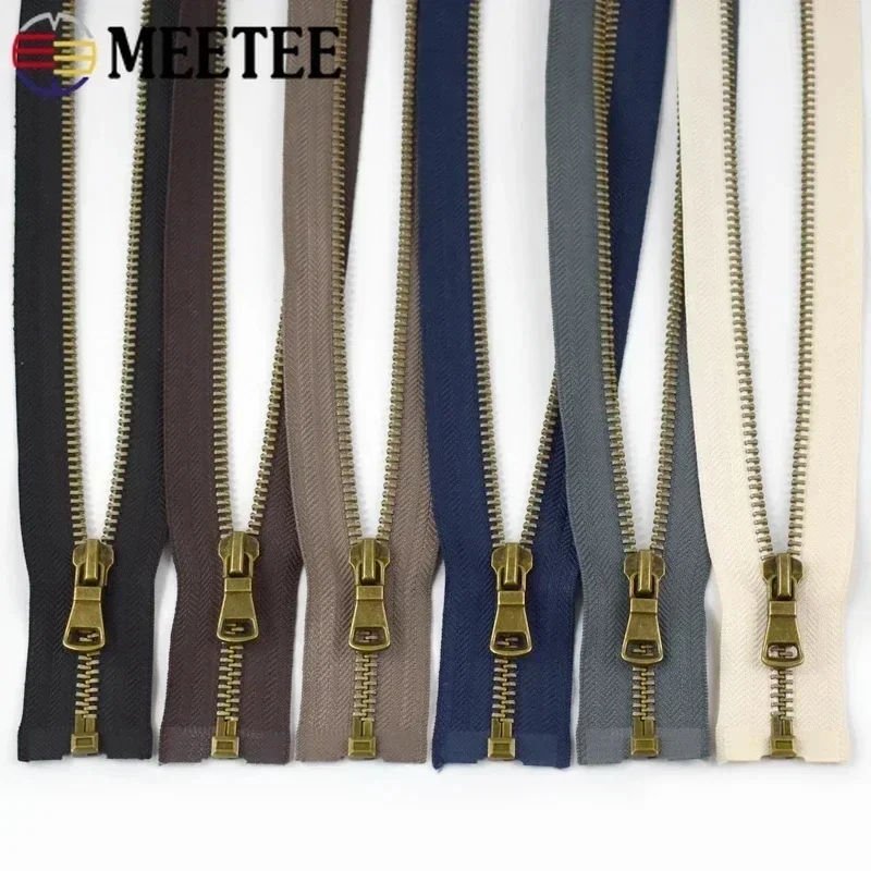 

Bronze Metal Zippers for Sewing 5# Jackets Open-End Zips 40/50/60/70/80cm Backpack Decoration Zipper DIY Repair Kit Accessories