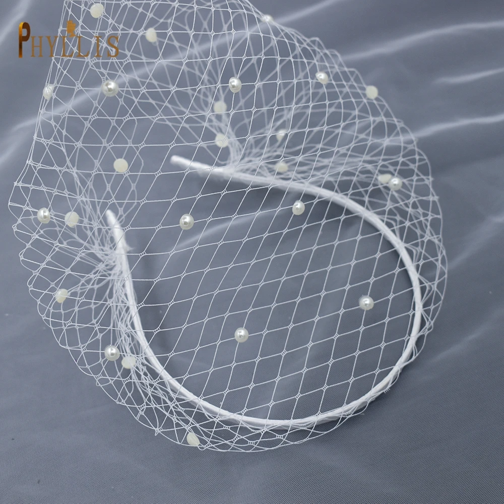 Pears Beads Bridal Birdcage Veil Accesorios para Boda Velo Novia Charming Wedding Birdcage Veil Party Headband Bridal Veil