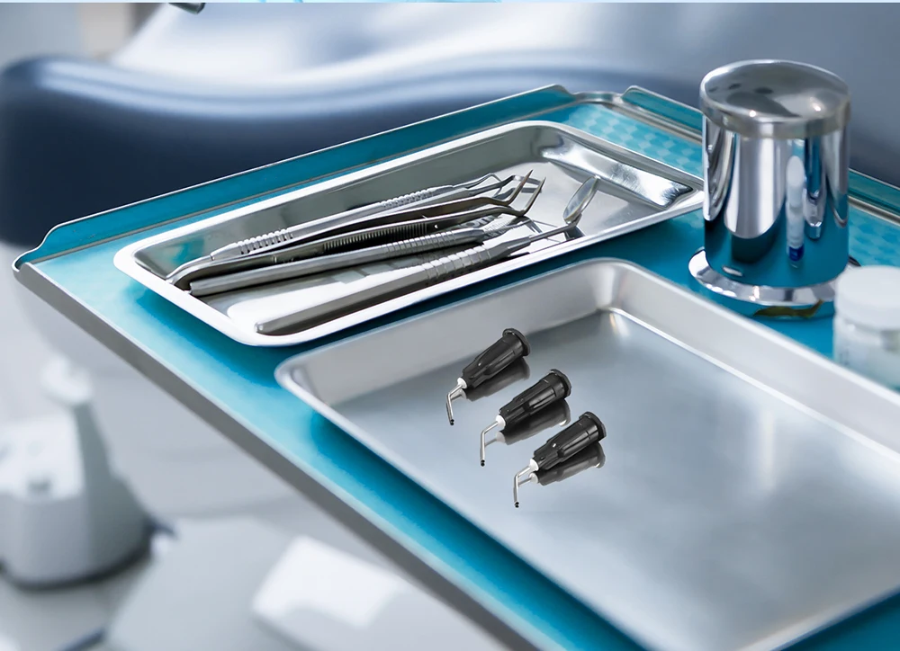 100 Stück Dental-Irrigator, gebogene Nadelspitzen, vorgebogene Dosierspitze, Durchfluss-Dosiernadelspitze, Lieferung von Einwegmaterial – Detail 9