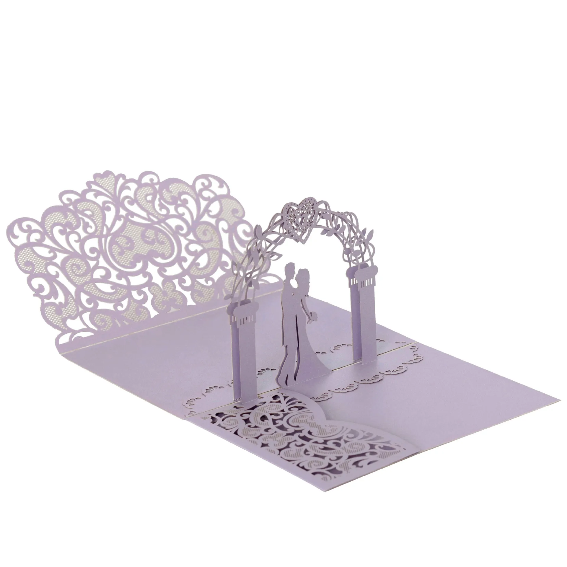 100/50pcs 3D Wedding Invitation Card Cover Couples Pop Up Wedding Laser Heart Engagement Party Invitations Shell AK-3D-1