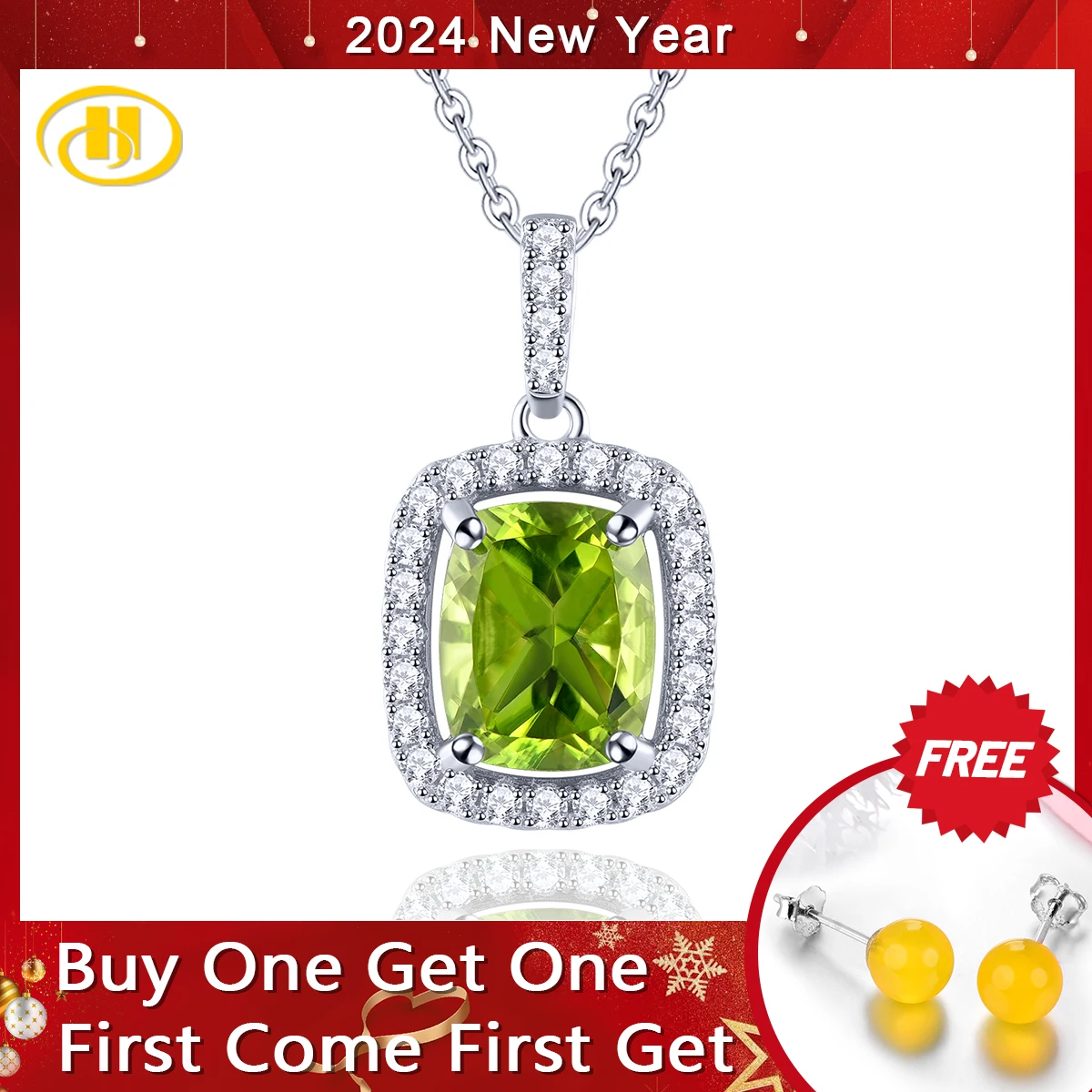 

Natural Peridot 925 Sterling Silver Pendant 3 Carats Genuine Gemstone Women Anniversary Gift Classic Style Fine Jewelry