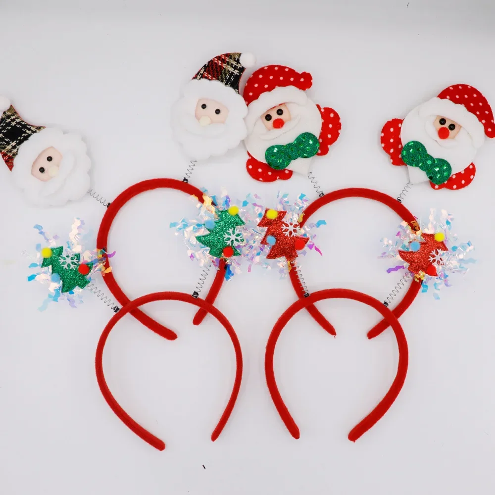 2pcs Hairbands Christmas Trees Cute Hair Accessories Butterfly Bows Sequins Deer Antlers Headband Decorations Party Decorations