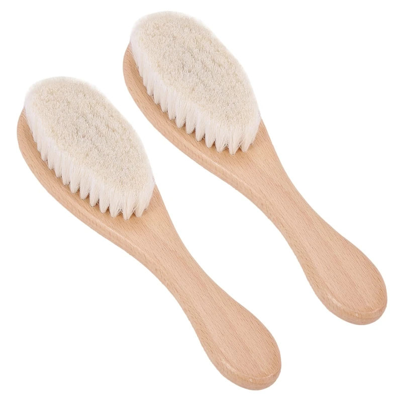 

2X Wooden Handle Hairdressing Soft Fiber Brush Barber Neck Duster Cleaning Remove Brush Hair Styling Tools