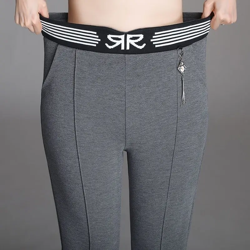 Office Lady Fashion Flare Pants Korean Spring Autumn Women Elastic High Waist Solid Simple Pocket Slim Versatile Casual Trousers