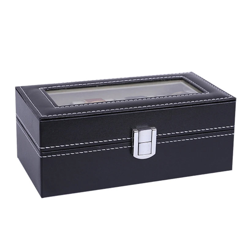 2/3/4/5/6/10/12/20Girds PU Leather Watch Box Display Case Holder Black Storage Box Organizer for Men & Women Best Gift