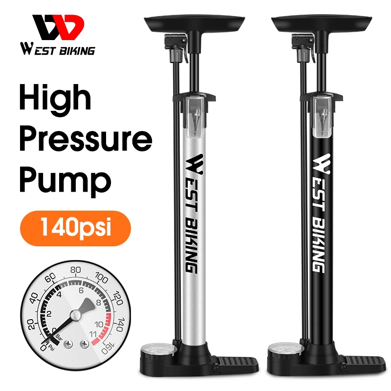 WESTBIKINGBicycleFloorPumpwithGaugeforPrestaSchraderBikeBall