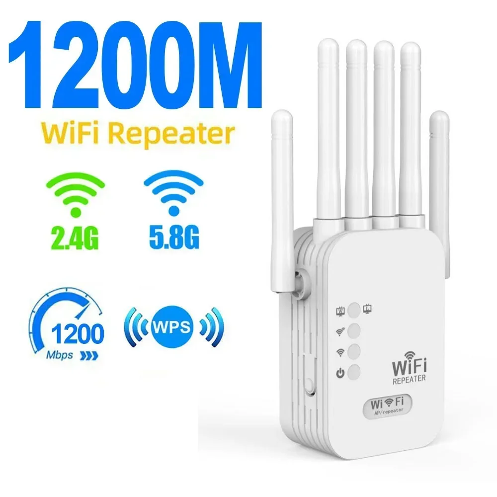 Wifi Repeater 1200Mbps WiFi Repeater Amplifier Signal Extender Network Booster 2.4G 5Ghz Long Range Wireless