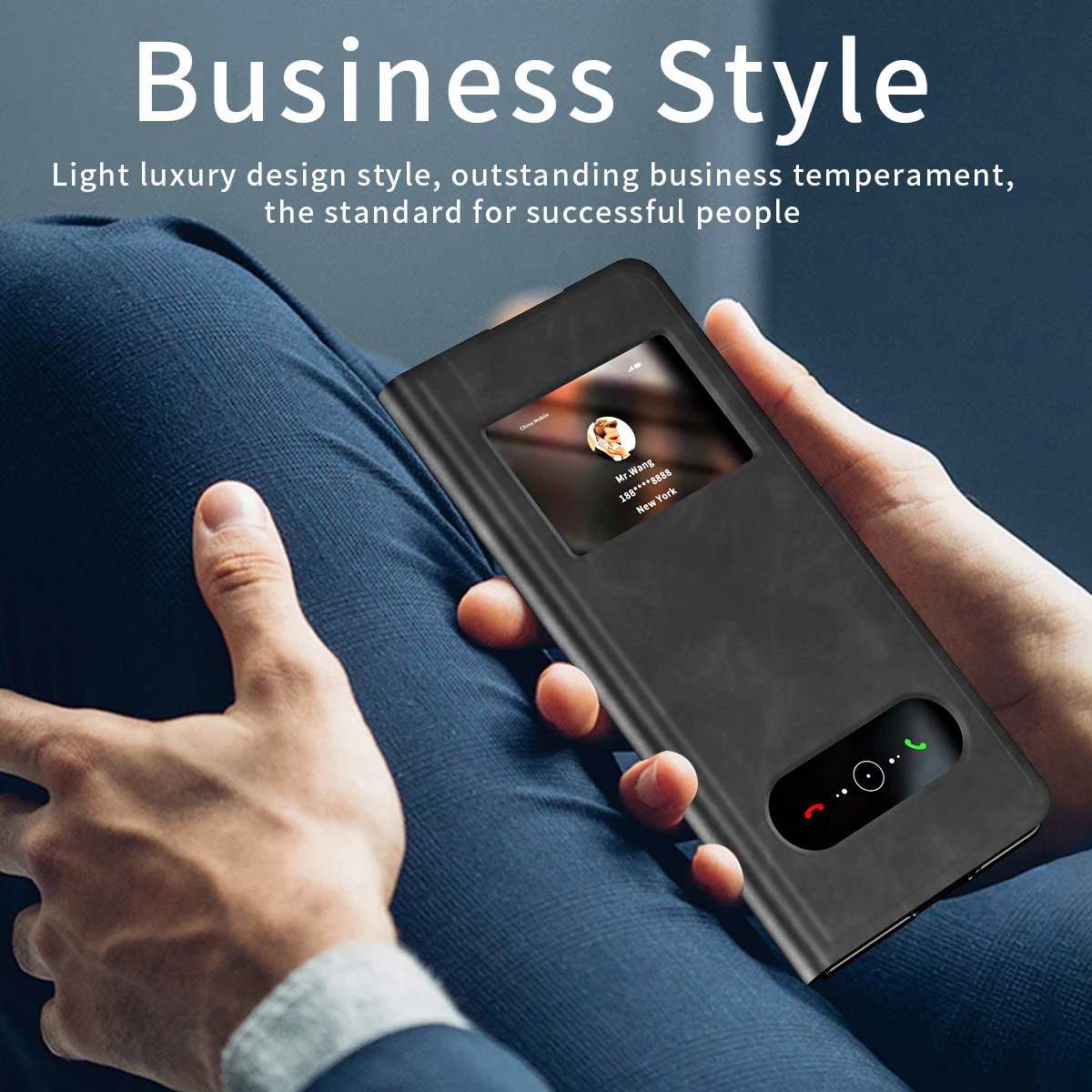 Фото Роскошный чехол-книжка с окошком для экрана для Samsung Galaxy Z Fold 4, кожаный чехол Z Fold 5 3 2 №5