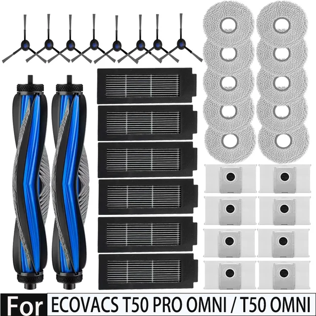 อะไหล่สำหรับหุ่นยนต์ดูดฝุ่น Ecovacs T50 PRO OMNI /T50 AUTO DDX67  แปรงหลัก แปรงข้าง ผ้าถูพื้น ไส้กรอง HEPA ถุงเก็บฝุ่น 1