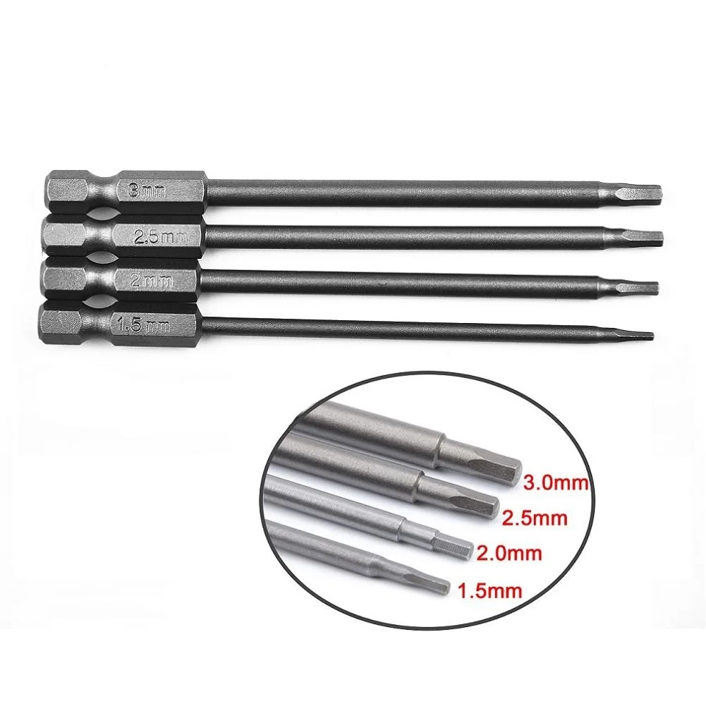 

4Pcs Alloy Steel Hex Screwdriver 1/4" Hex Shank Magnetic Head 100mm/ 4" Screwdrivers 1.5/2.0/2.5/3.0mm Screw Driver Bits Set