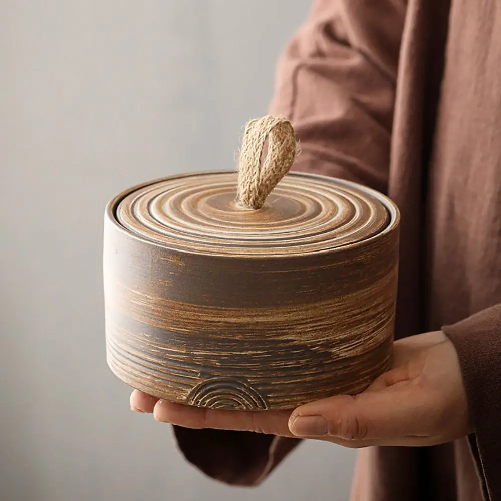 

with Lid Ceramic Storage Jar Household Retro Dried Fruit Snack Nut Preserve Candy Can Creative Tea Tank