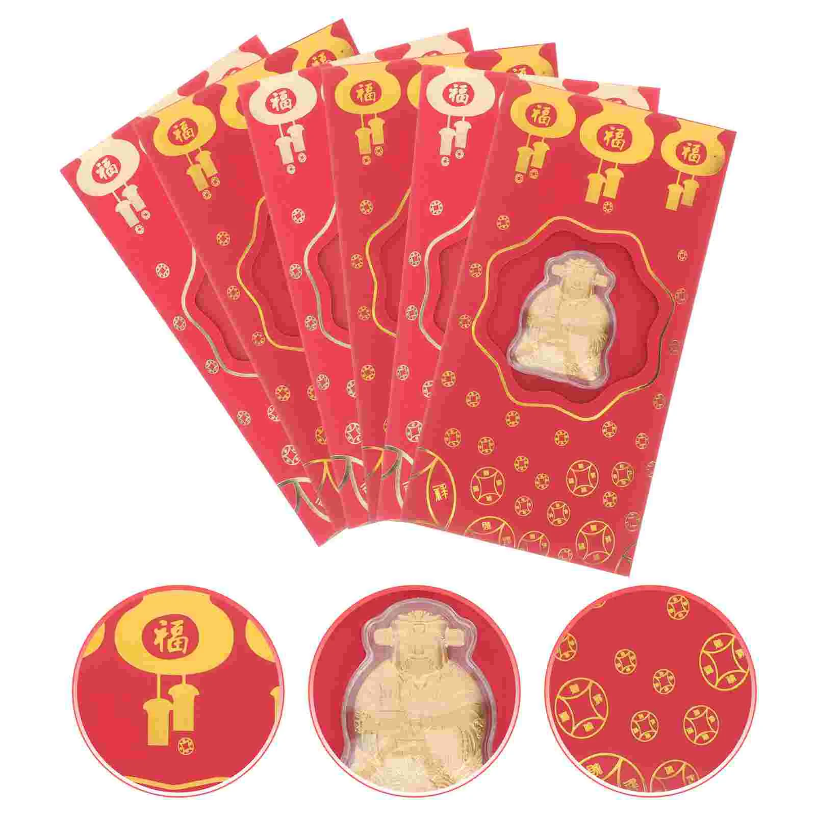 

10 Pcs God of Wealth Red Envelope The Envelopes Spring Festival Rabbit Year Portable New Money Storage Packets