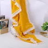 Cotton Muslin Swaddle Blankets for Newborn Baby Tassel Receiving Blanket Solid Swaddle Wrap Infant Soft Sleeping Quilt Bed Cover 4
