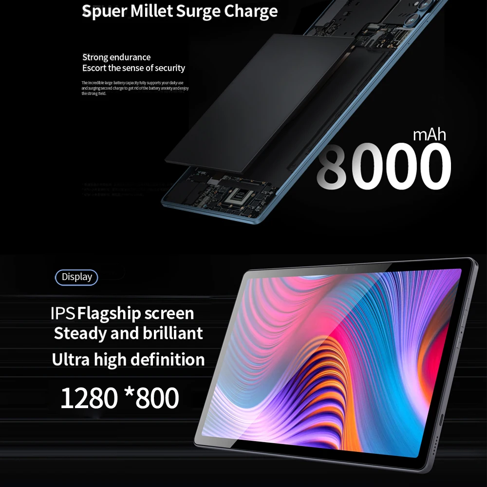 جهاز لوحي BDF Y7 اندرويد 10.1 بوصة 8GB رام 256GB