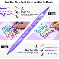 6/12/24pcs Dual Tip Metallic Brush Pens Soft Calligraphy Markers for Journaling Lettering DIY Art School Suppli 3