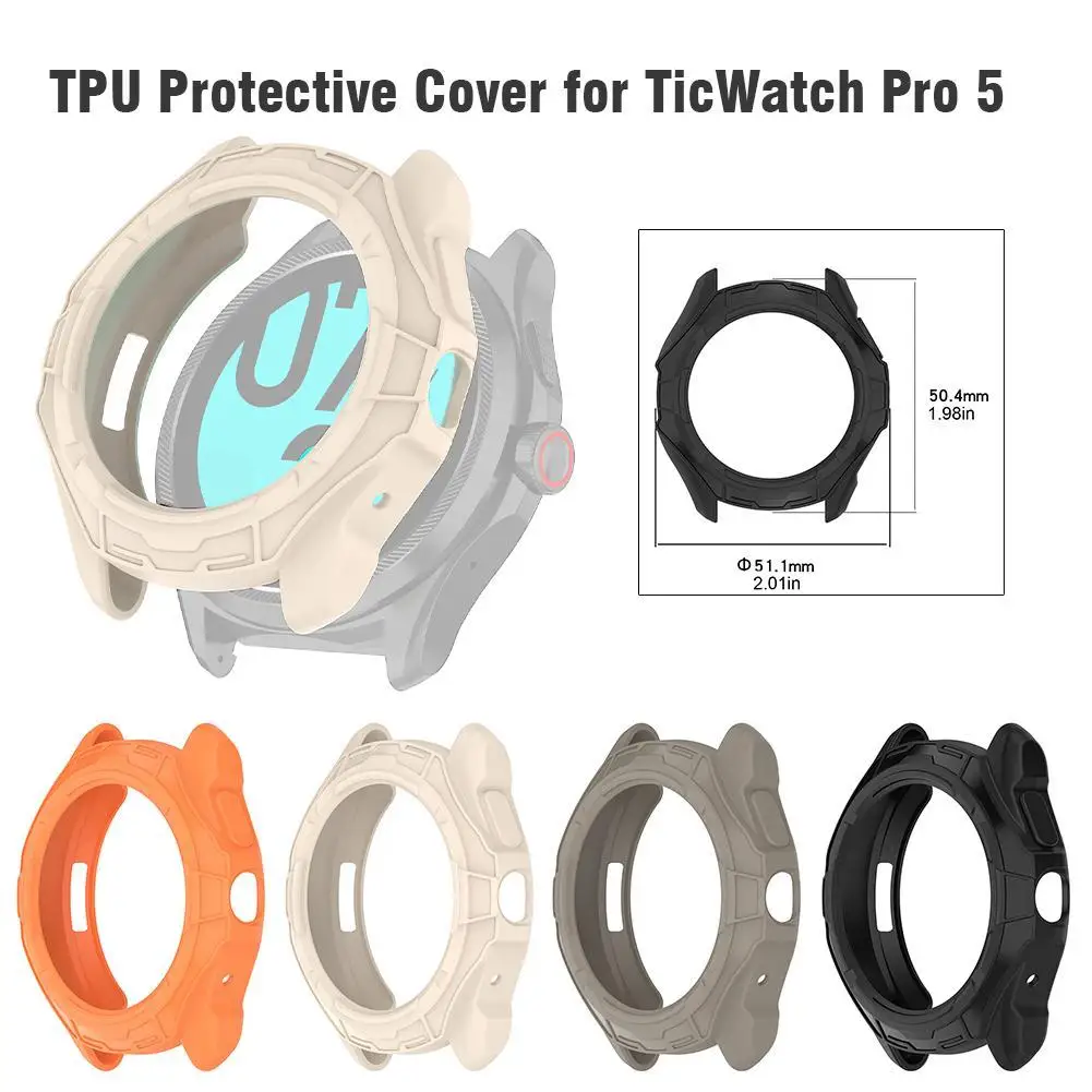 

TPU Protective Cover For TicWatch Pro 5 Soft Silicone Bumper Case For TicWatch 5 Pro Protector Dust-proof Case Shell Accessories