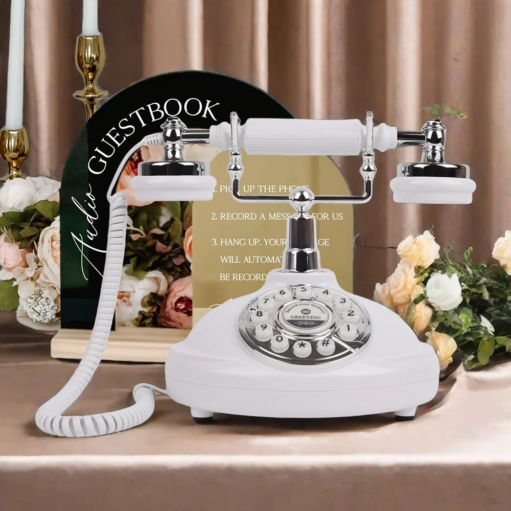 Audio Guest Book Wedding Phone Vintage Style Message Voicemail for Party Birthdays