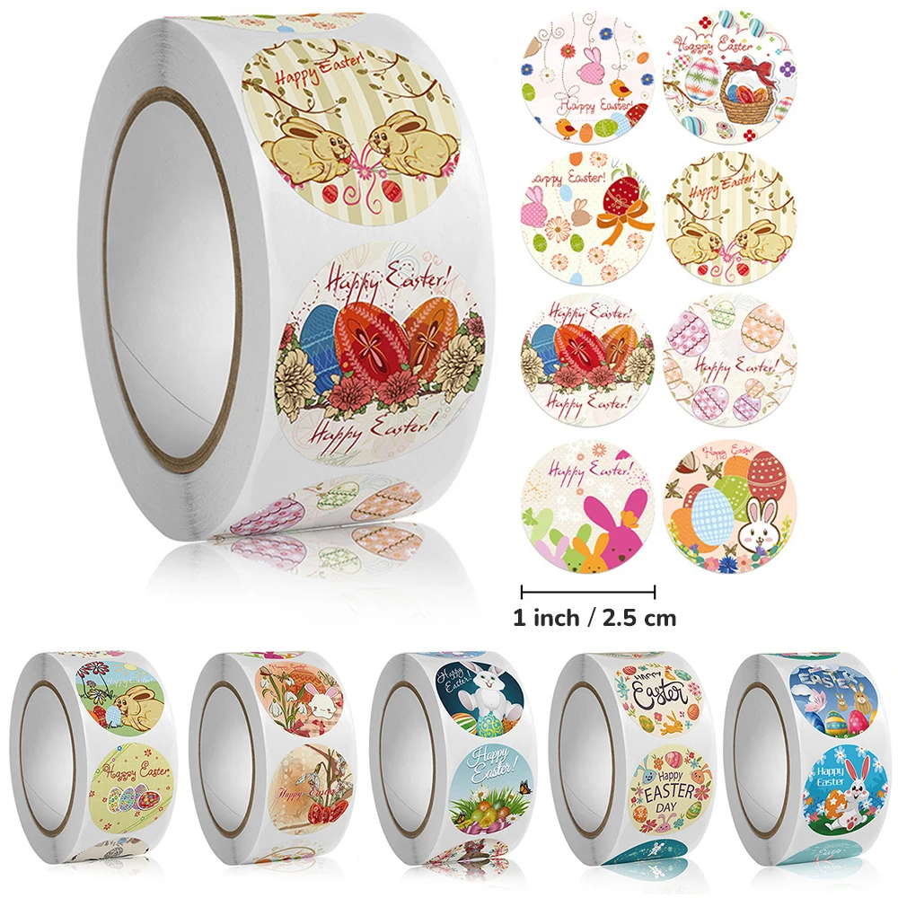 

500Pcs/Roll Cute Easter Bunny Egg Sticker Sealed Label Stickers DIY Decoration Supplies Stationery