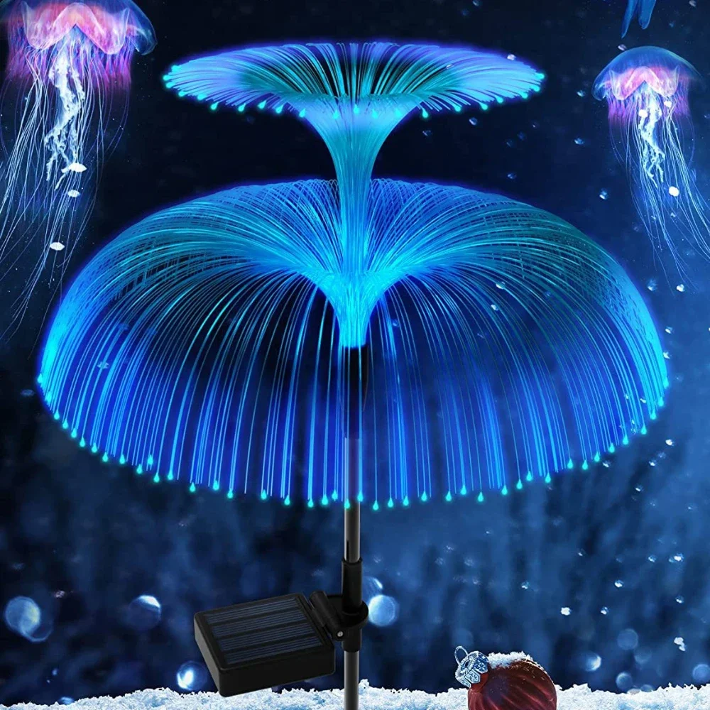 Solar waterproof jellyfish lamp, fiber optic garden lawn lamp, courtyard atmosphere decoration, outdoor LED color lamp