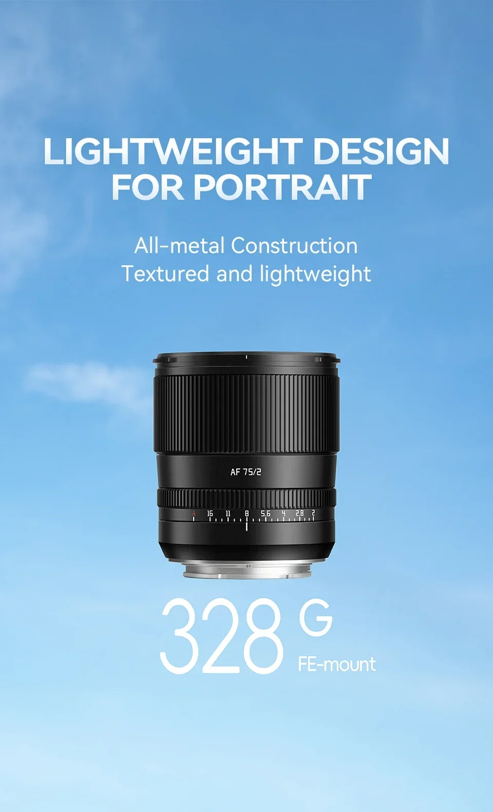 AF 75mm F2 Full Frame Autofocus Lens for Portrait Photography for Sony E A6400 A