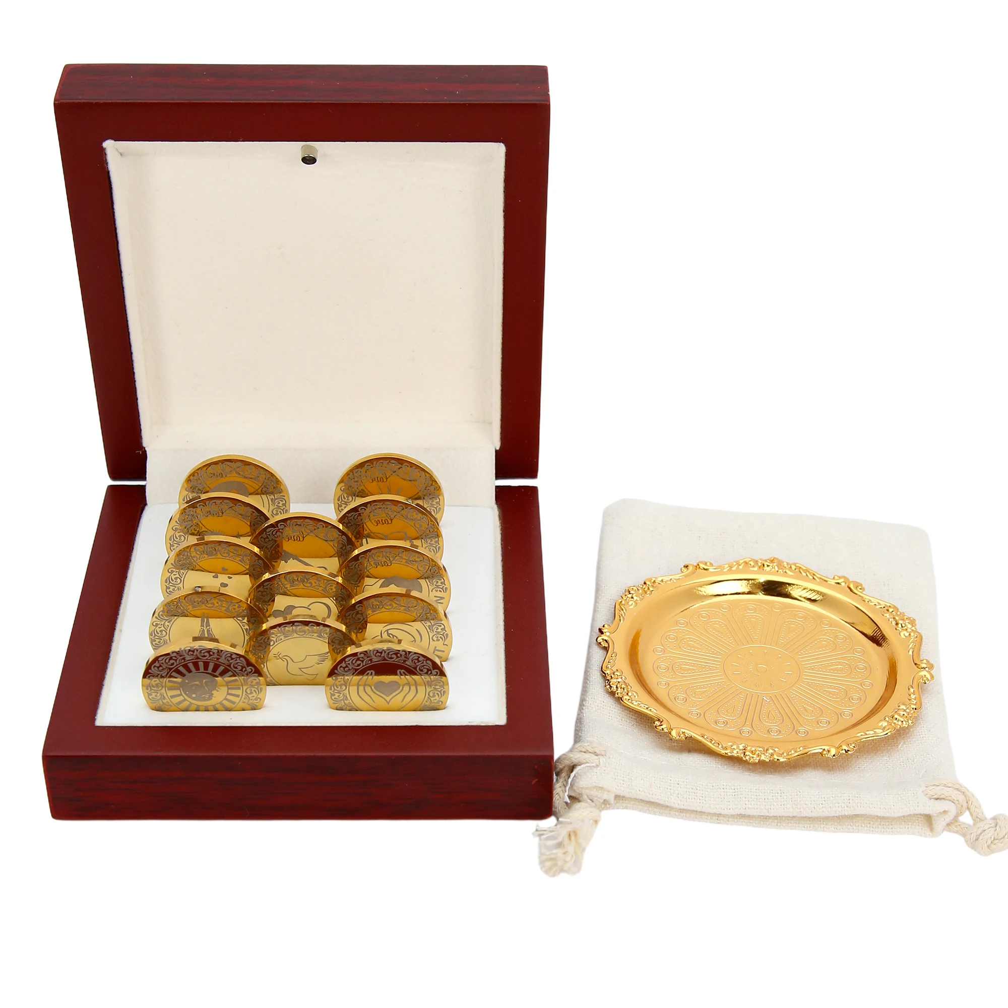 13 개 영어 맞춤형 웨딩 Arras 코인 세트, 트레이가있는 하트 모양의 상자, 행사용 웨딩 액세서리-Freehip.co.kr