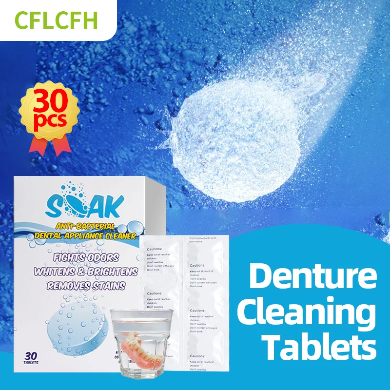 

Denture Cleansing Tablets Fresh Breath Remove Mouth Bad Odour Clean Stains Antibacterial Tooth Whitening False Dental Care