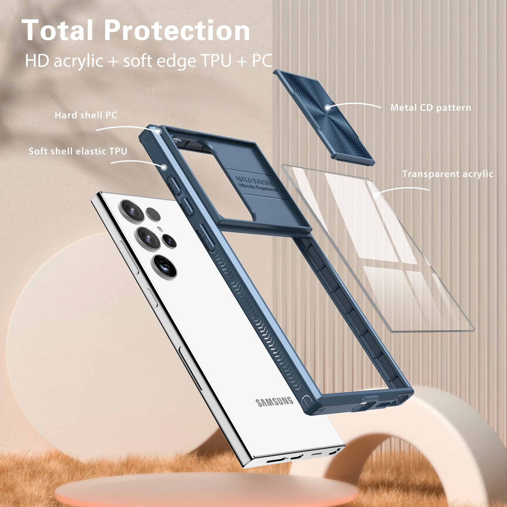 Fashion Sliding Camera Lens Phone Case - Shockproof Hard Protective Cover