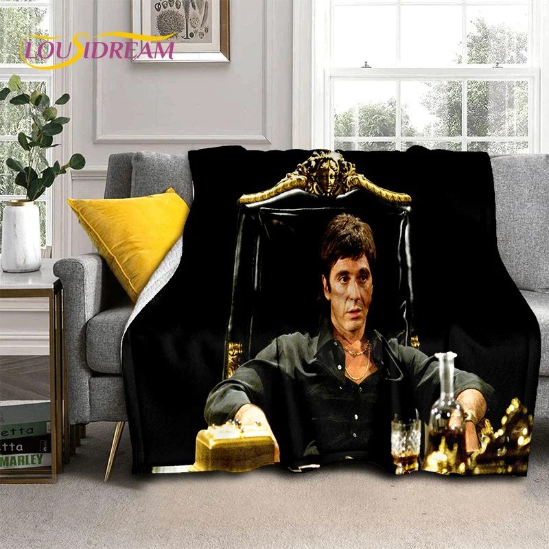 

Классическое 3D одеяло Scarface с фильмом Тони HD, мягкое одеяло для дома, спальни, кровати, дивана, пикника, путешествия, офиса, детское одеяло