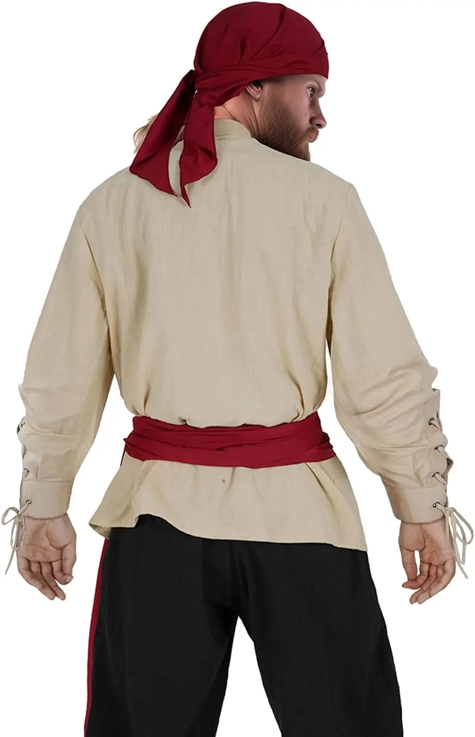 Mens Pirate 3 Pcs Costume Set Renaissance Pirate Shirt Medieval Costume Viking 4