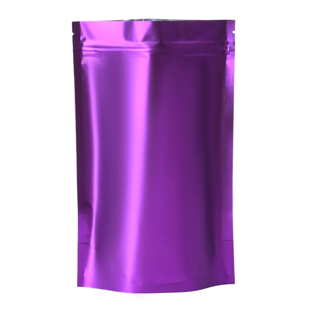 Matte Mylar Foil Stand Up Zip Lock Reusable Food Storage Pouches - 100 Pack