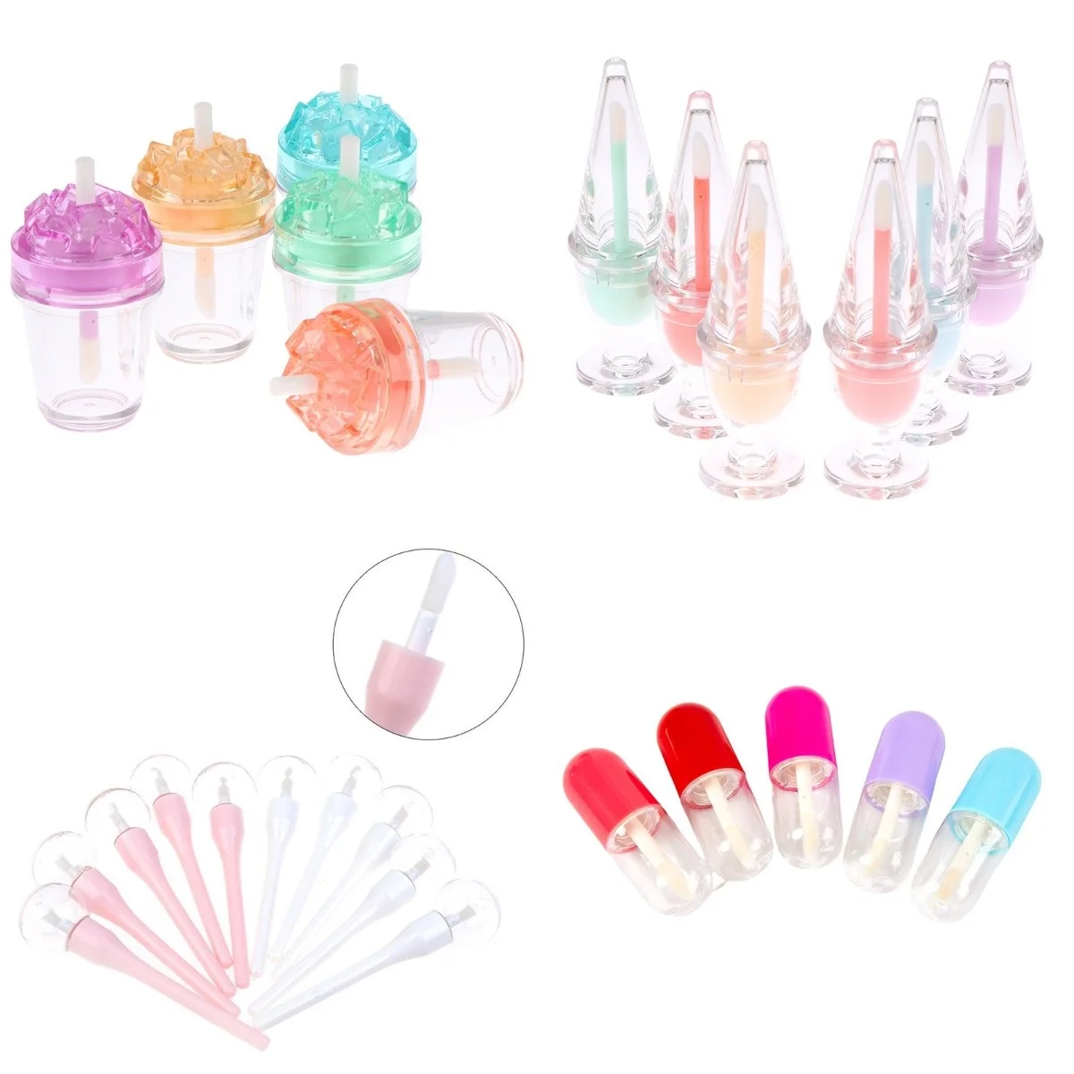 1/5pc 5/6ml Diy Mini Empty Transparent Pe Lip Gloss Tubes Plastic Lip