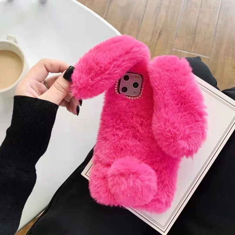Soft Plush Furry Rabbit Bunny Warm Fur Phone Case Cover