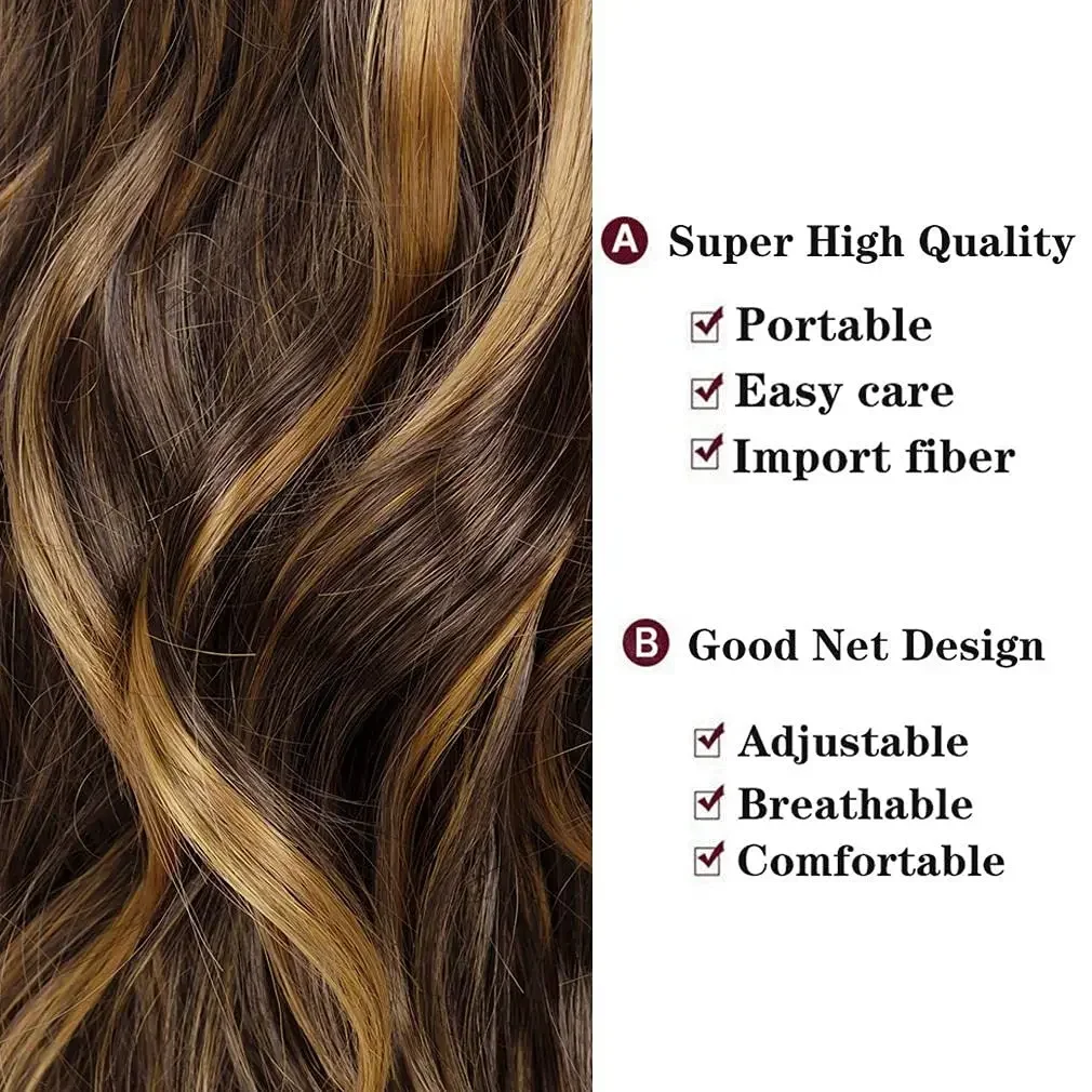 Body Wave Highlight Lace Front Wigs Synthetic Omber Blonde /Chocolate Brown  Lace Frontal Wigs Heat Resistant Fiber for Woman
