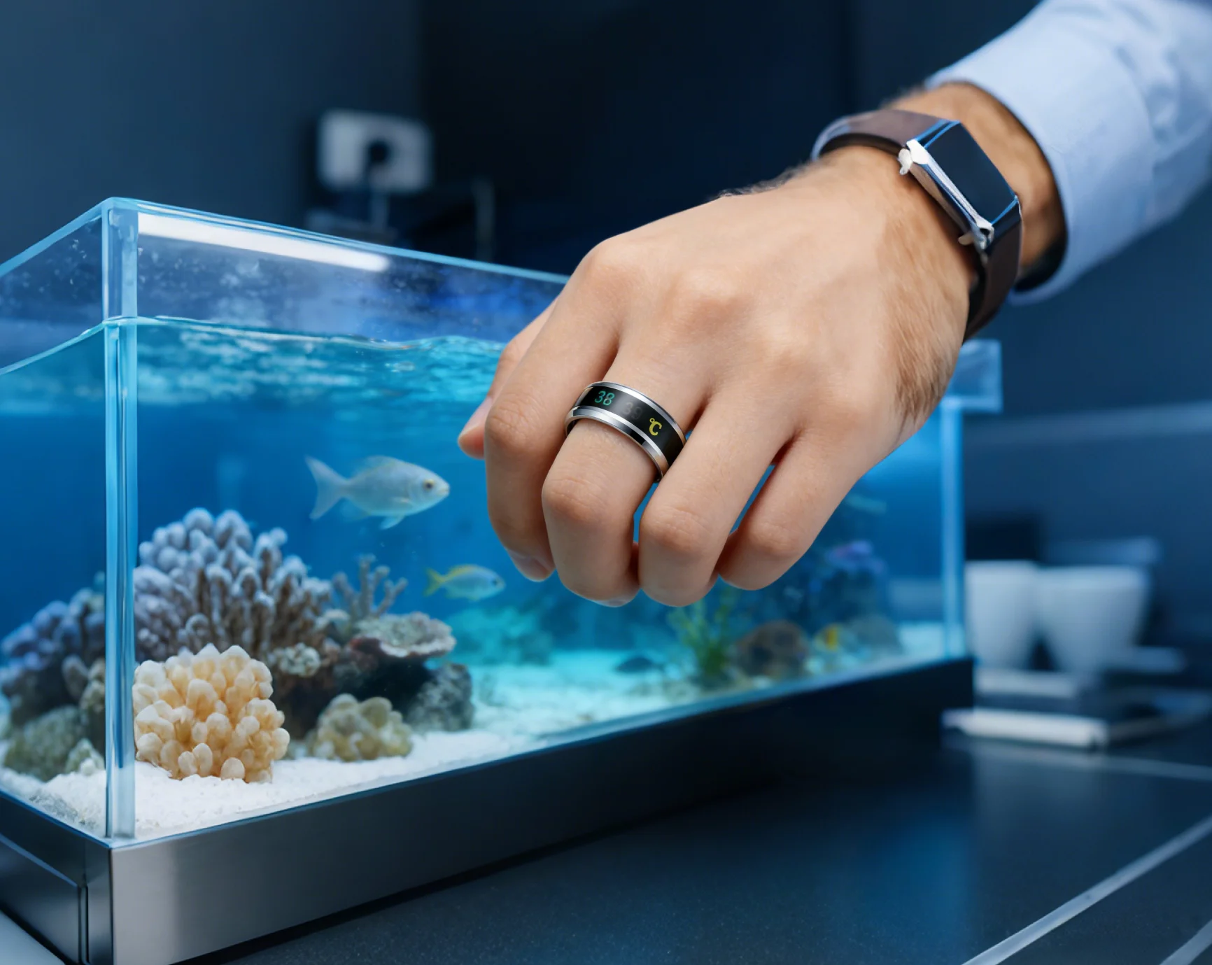 Anello Intelligente Multifunzionale in Acciaio Inossidabile per Coppie, Sensibile alla Temperatura e all'Umore, Gioiello Impermeabile - immagine 5