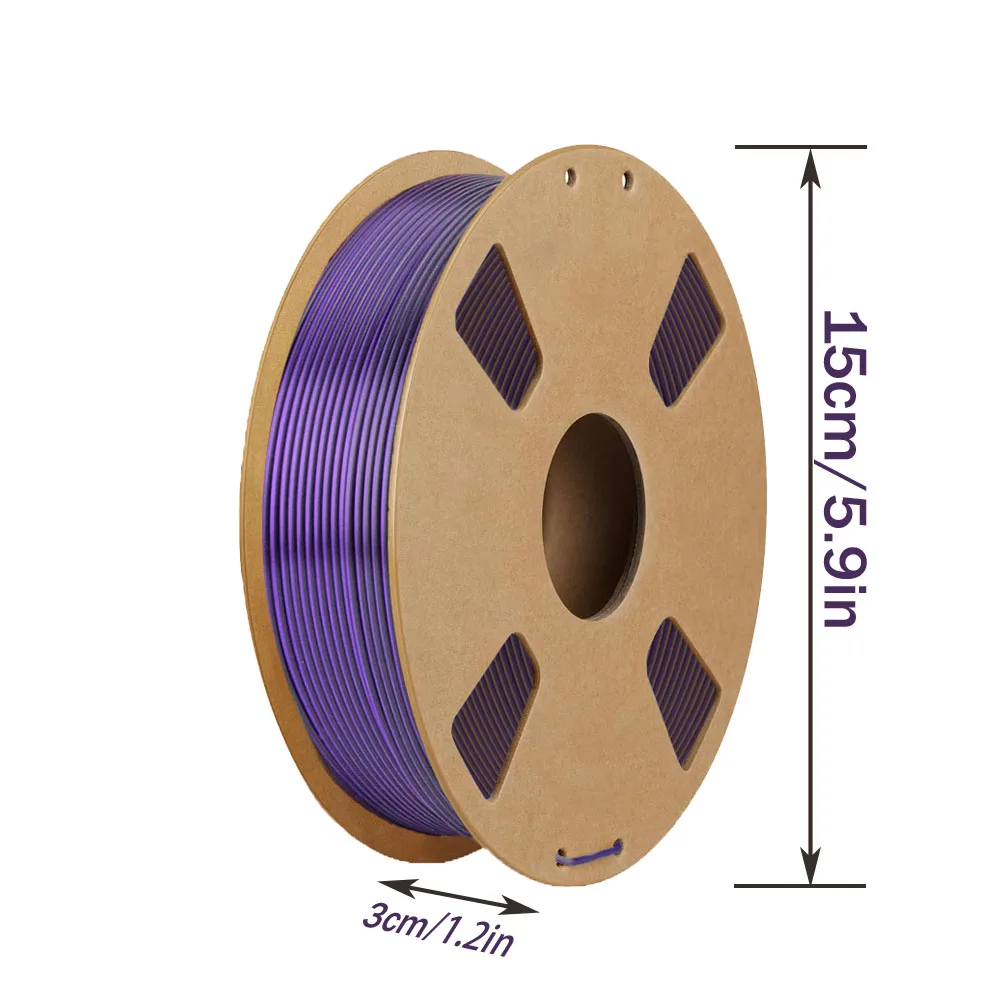 실크 PLA 필라멘트 1.75mm, 블랙 퍼플 듀얼 컬러, 2-in-1 공압출, ±0.03mm 정확도, 200g/250g/500g/1000g