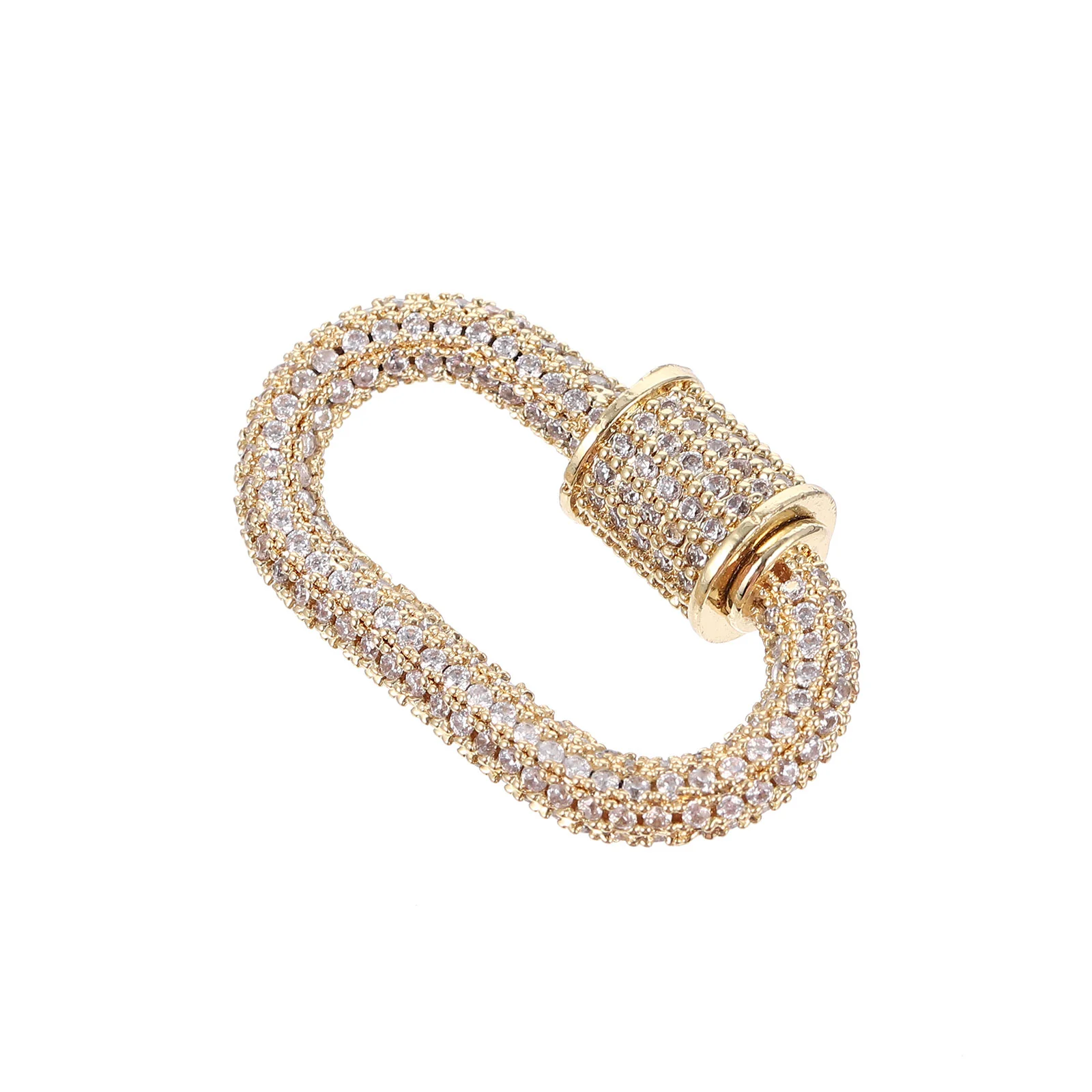 

Golden Necklace Clasp Brass Oval Screw Carabiner Lock Screw Locking Carabiner Rhinestone Lobster Claw Clasps Carabiner