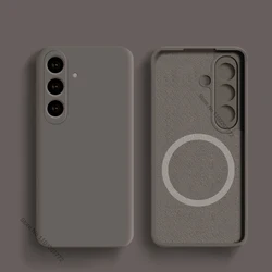 Premium Silicone Magnetic Phone Case with Magsafe Wireless Charging Capability - Samsung S22 (Titanium gray)