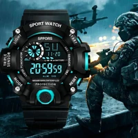 YIKAZE Y73 Men's Watch Digital Sports Electronic Wristwatch Large Dial Multifunctional Waterproof Luminous Alarm Male's Bracelet 2