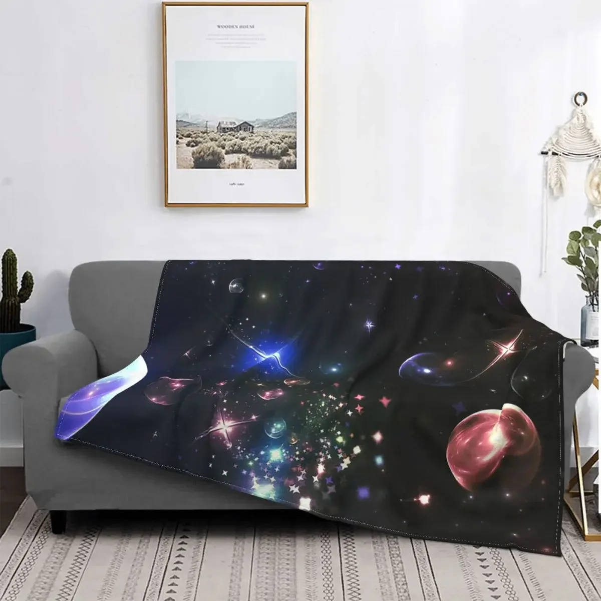 

Space Universe Blanket Fleece Autumn/Winter Galaxy Planet Multifunction Soft Throw Blanket for Bed Travel Bedding Throws