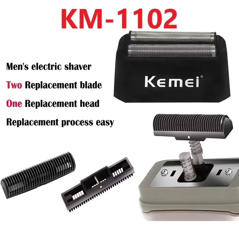 Kemei 1Set 클리퍼 전기 면도기 부품용 클리퍼 블레이드 네트 샤프 면도 교체 가능 나이프 헤드 나이프 헤드 커버 KM-1102