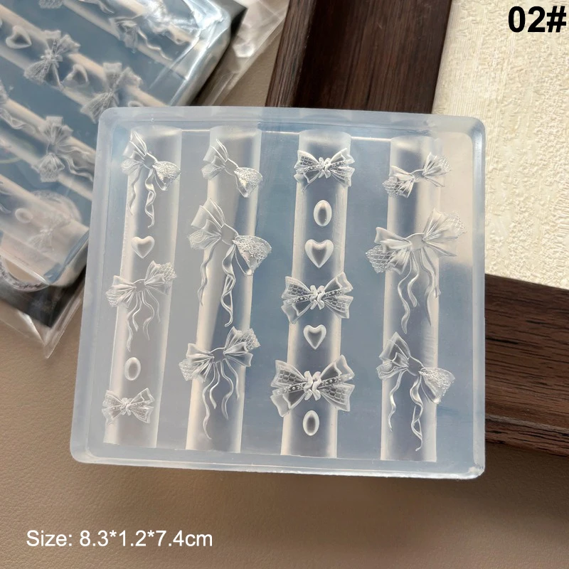 3D Silicone Nail Art Mold for UV Gel Polish DIY Stamping Stencil with Bowknot