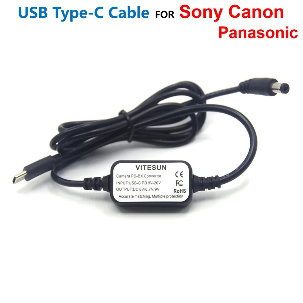 

USB Type-C Cable PD Adapter For Sony FW50 FZ100 LP-E6 Fake Battery Canon BP-511 DMW-BLB13 DR-E6 DR-E18 DMW-DCC3 DR-400 DC Couple