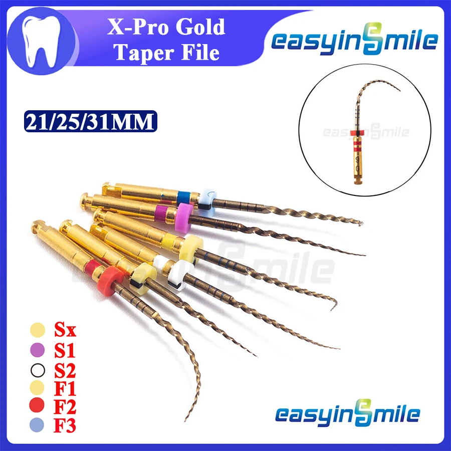 Easyinsmile Xpro Gold Taper Niti Endo Rotary Files 6pcs Endodontic Files Dental Root Canal