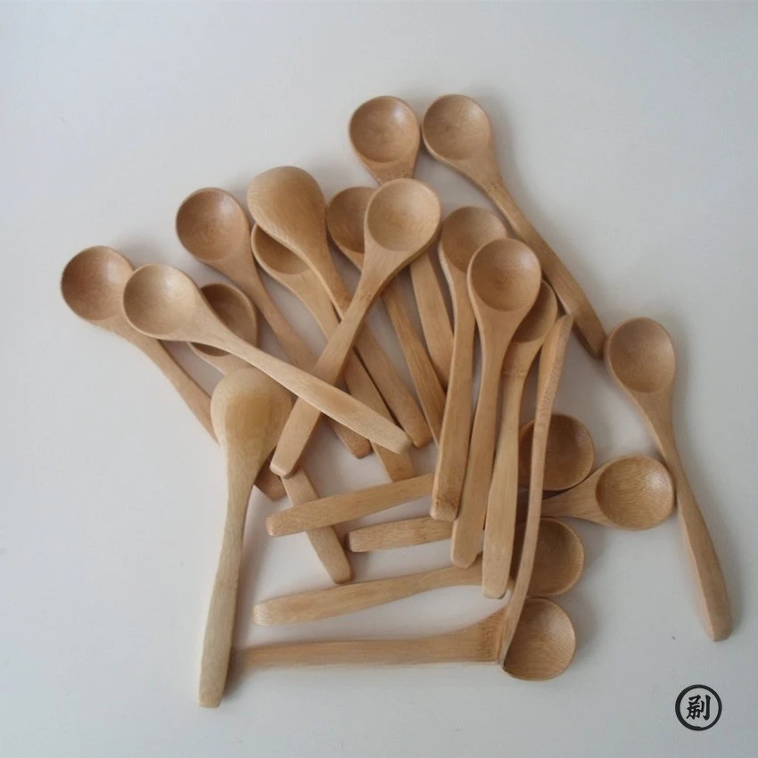 10pcs/Set Wooden Spoon Ecofriendly Household Tableware Bamboo Kitchen Condiment Scoop Coffee Spoon Dessert Teaspoon