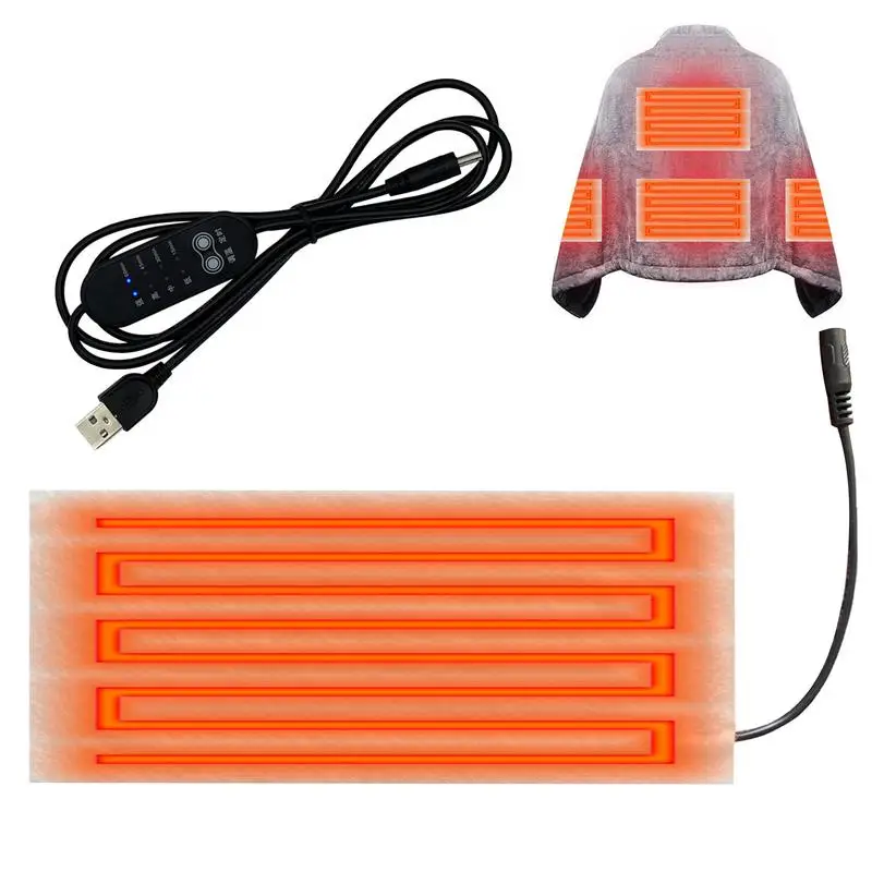 USB 가열 와이어 가열 매트, 5V 전기 가열 요소 필름 히터 패드, 따뜻한 발 가열 조끼 코트