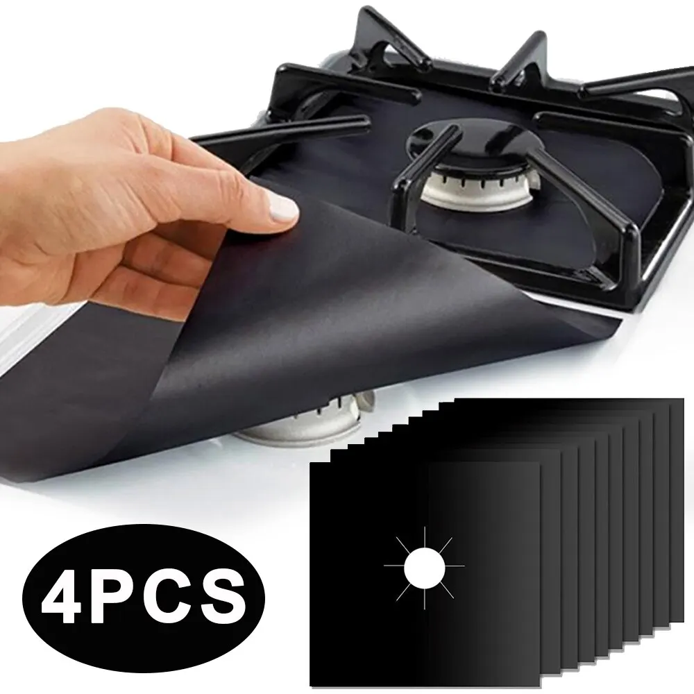 4 Piece Gas Stove Protector Cooker Lid Liner Cleaning Pad For Kitchen