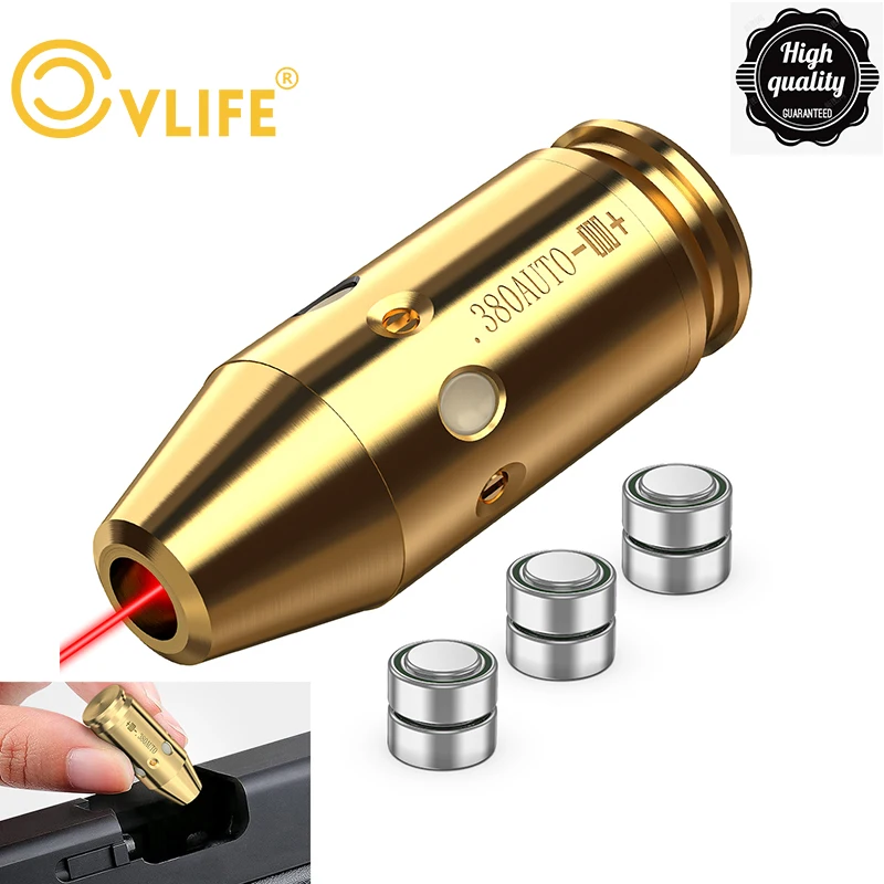 

CVLIFE Red Laser Bore Sight 380AUTO Boresighter Zeroing Bore Sighting Laser with 6pcs Batteries CAL Cartridge For Scope Hunting